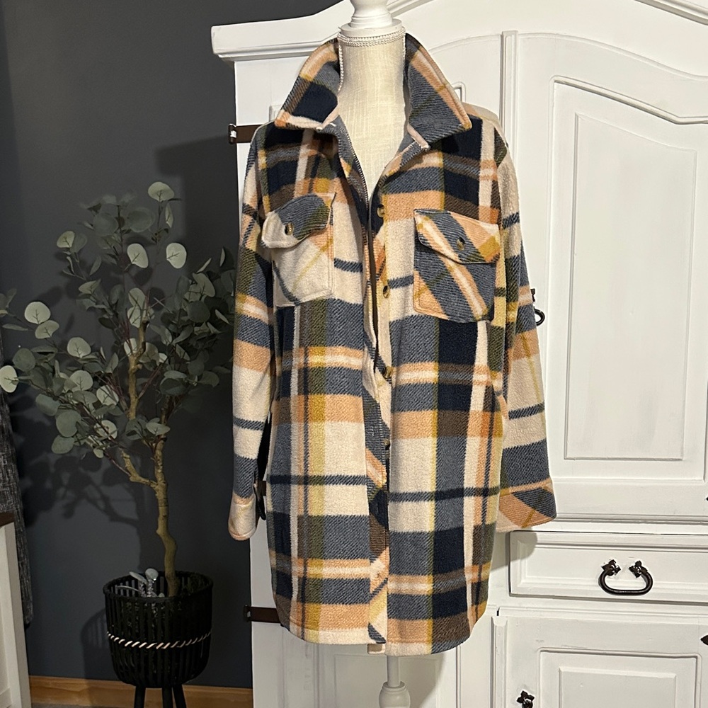Thread & Supply Plaid Utility Jacket - Black, Cream, Tan